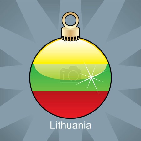 Téléchargez les illustrations : Boule de Noël avec drapeau lithuania - en licence libre de droit