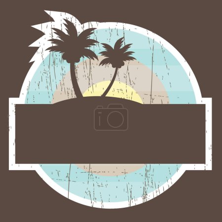Téléchargez les illustrations : Fond abstrait avec palmier et mer, illustration vectorielle - en licence libre de droit