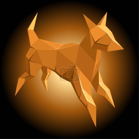 Ilustración de Vector zorro poligonal sobre fondo oscuro - Imagen libre de derechos
