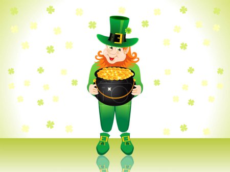 Illustration for Leprechaun with gold and  coins vector illustration - Royalty Free Image
