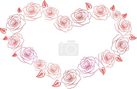 Téléchargez les illustrations : Rose fleurs coeur frontière. - en licence libre de droit