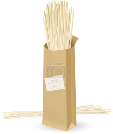 Illustration for Paper shopping bag with wooden sticks - Royalty Free Image