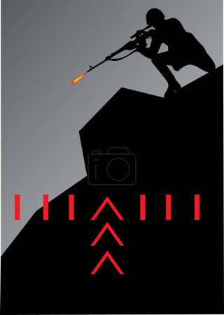 Illustration for Vector illustration of soldier silhouette - Royalty Free Image