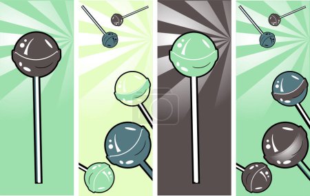 Illustration for Vector set of lollipops on different backgrounds - Royalty Free Image