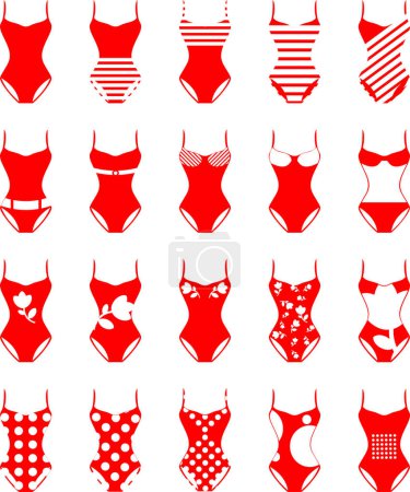 Téléchargez les illustrations : Motif web de maillots de bain femme rouge - en licence libre de droit