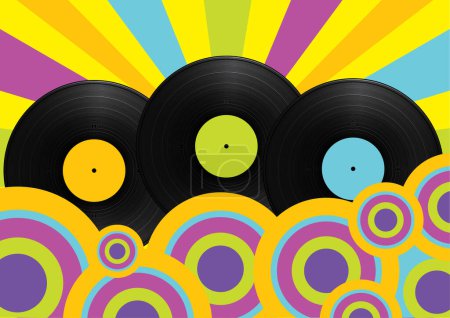 Illustration for Vinyl records on the colored background - Royalty Free Image