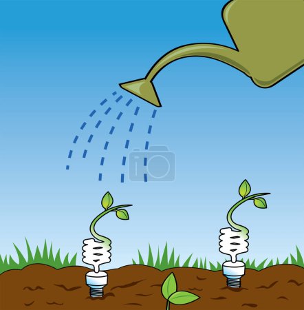 Illustration for Watering can watering the plants - Royalty Free Image