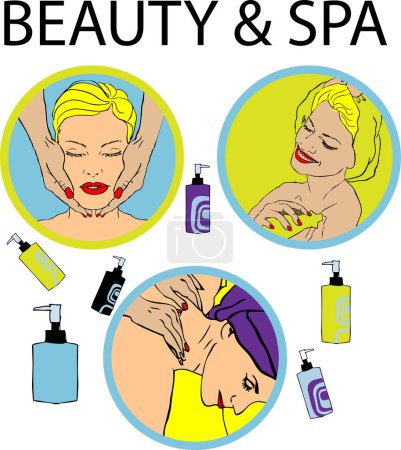 Illustration for Beauty salon and spa icons, vector illustration. - Royalty Free Image