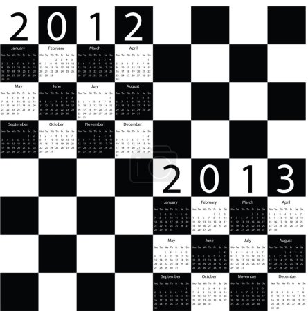 Ilustración de Calendario de 2012 y 2013 años, ilustración vectorial - Imagen libre de derechos