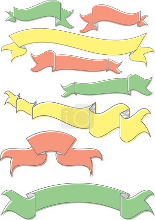 Illustration for Vector set of colorful banners with ribbons - Royalty Free Image