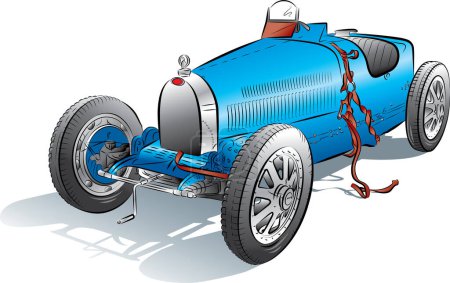 Illustration for Blue vintage car illustration vector on white background. - Royalty Free Image