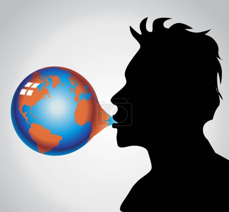 Téléchargez les illustrations : Homme tenant des bulles de discours - en licence libre de droit