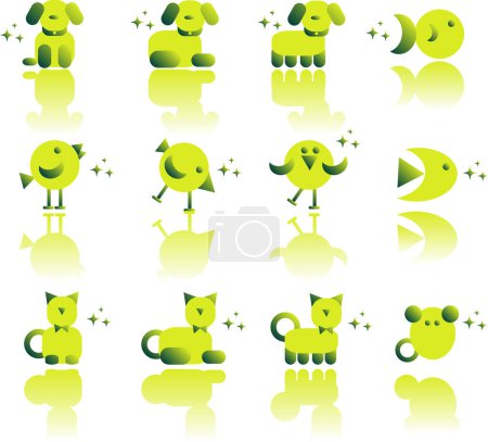 Illustration for Set of cute cartoon characters animals - Royalty Free Image