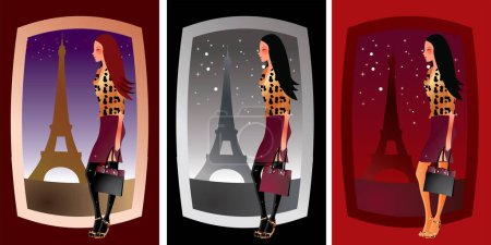 Illustration for Fashion beautiful girls in paris, france. - Royalty Free Image