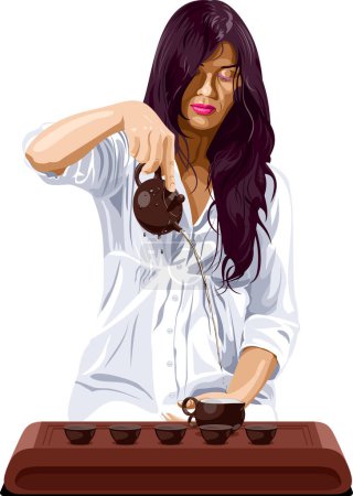 Ilustración de Ilustración vectorial. chica con café. aislado sobre fondo blanco - Imagen libre de derechos