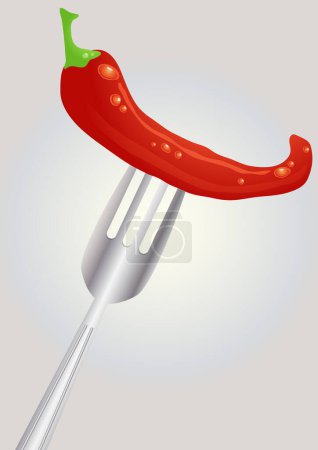 Illustration for Hot chili pepper with fork - Royalty Free Image