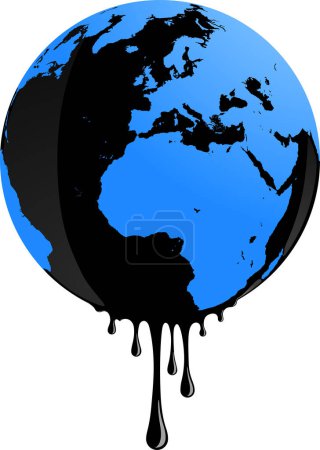 Illustration for World map in the form of the earth, the concept of the global warming. vector illustration - Royalty Free Image