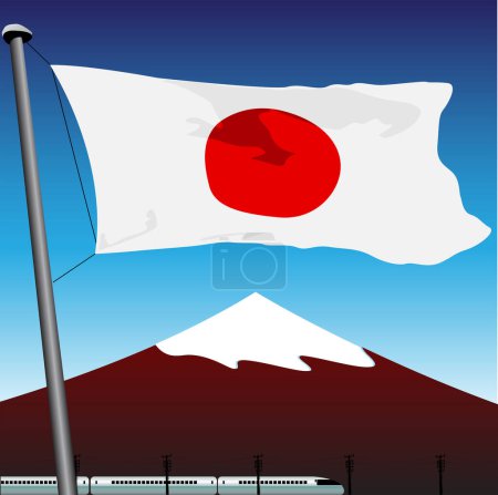 Illustration for Mt. fuji and japanese flag - Royalty Free Image