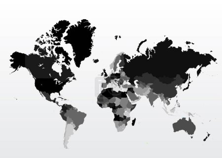 Téléchargez les illustrations : Carte du monde noir et blanc - en licence libre de droit