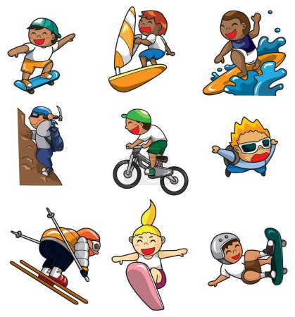 Illustration for Cartoon set of different sport activities - Royalty Free Image