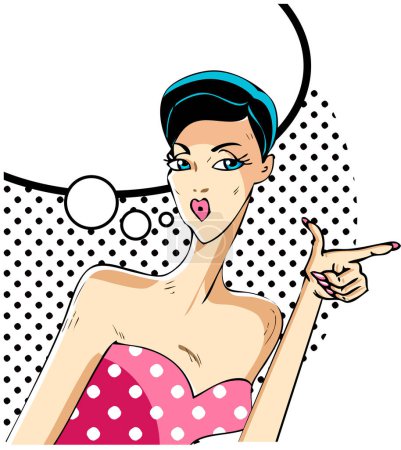 Téléchargez les illustrations : Femme en robe rose avec lunettes et noeud papillon. illustration vectorielle - en licence libre de droit