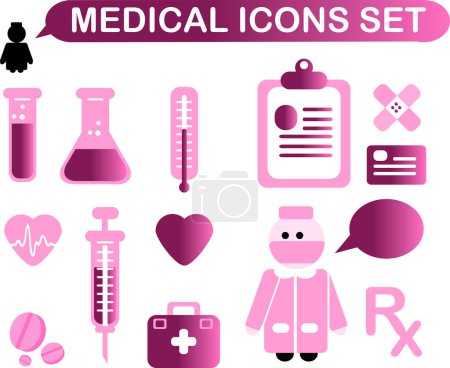 Téléchargez les illustrations : Ensemble d'icônes médicales - en licence libre de droit