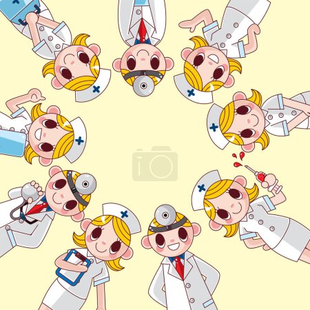 Illustration for Cartoon doctor and nurse characters - Royalty Free Image