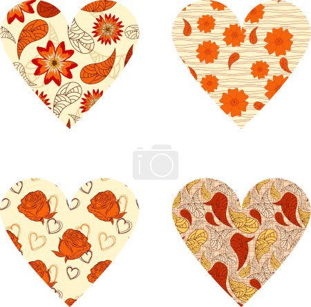 Illustration for Set of hearts and flowers - Royalty Free Image