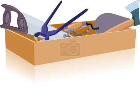 Illustration for Box of various tools - Royalty Free Image