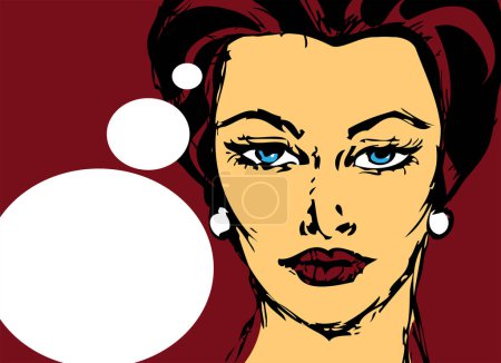 Téléchargez les illustrations : Pop up femme aux lèvres rouges, illustration vectorielle - en licence libre de droit