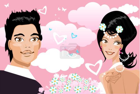 Illustration for Vector illustration of a young man and a woman - Royalty Free Image