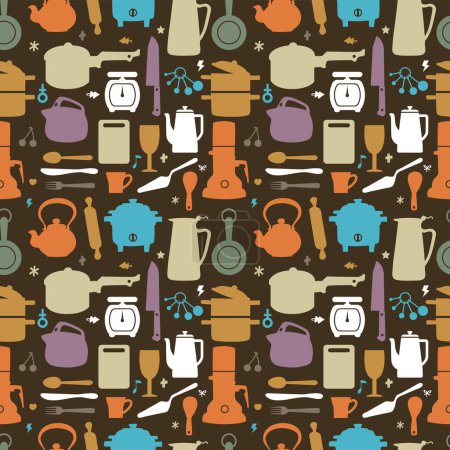 Illustration for Kitchen icons seamless pattern - Royalty Free Image