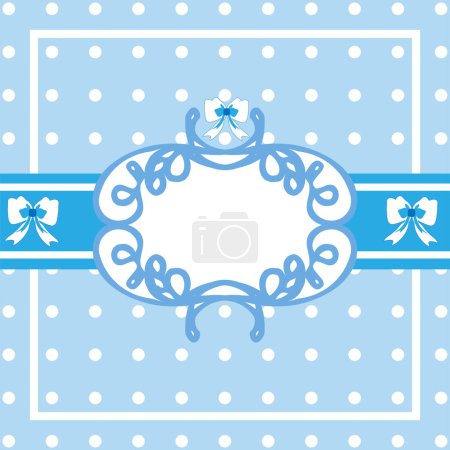 Illustration for Blue card bow for text - Royalty Free Image