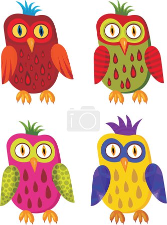 Illustration for Vector illustration of colorful owls set - Royalty Free Image