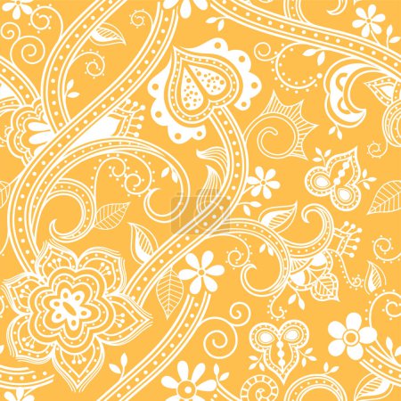 Illustration for Paisley seamless background. vector pattern with flowers - Royalty Free Image
