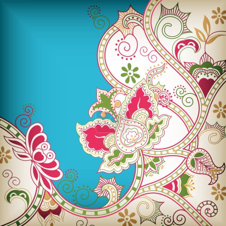 Illustration for Paisley indian floral background - Royalty Free Image