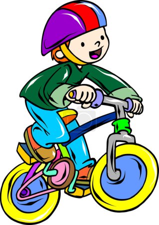Illustration for Vector illustration of a boy riding a bicycle - Royalty Free Image