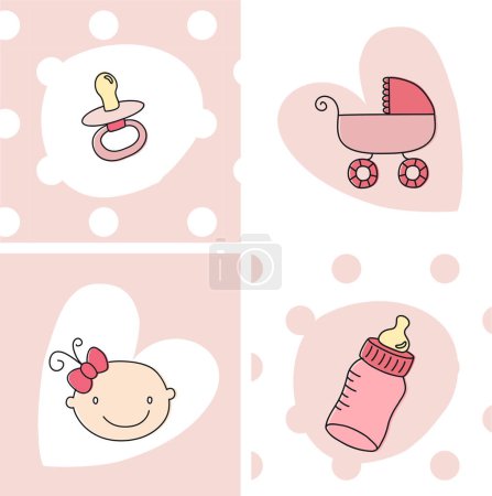 Ilustración de Conjunto de ducha de bebé - Imagen libre de derechos