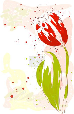 Illustration for Vector illustration with red tulips - Royalty Free Image