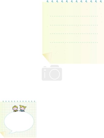 Illustration for Baby boy and girl face and blank notebook - Royalty Free Image