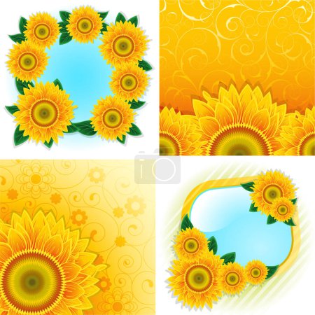 Illustration for Set of three abstract floral background - Royalty Free Image