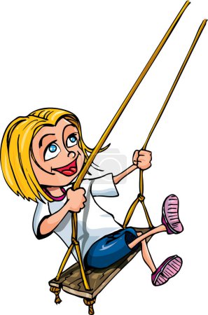 Illustration for Cartoon girl swinging on swing vector illustration - Royalty Free Image