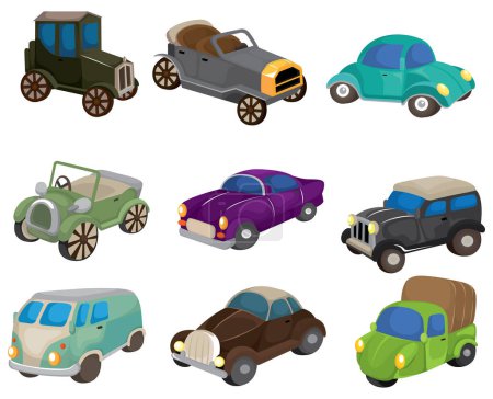 Téléchargez les illustrations : Ensemble de voitures rétro et de transport - en licence libre de droit