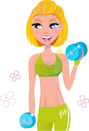 Illustration for Girl with a dumbbells on white - Royalty Free Image