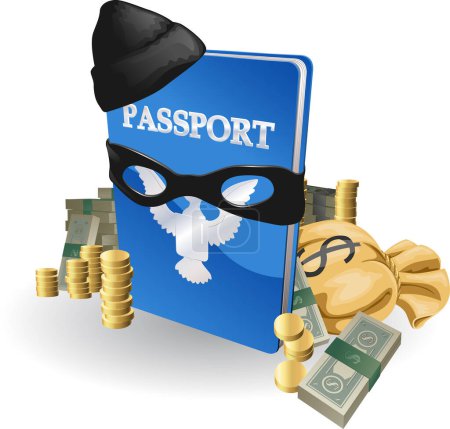 Ilustración de Pasaporte con dinero, diseño simple vector - Imagen libre de derechos