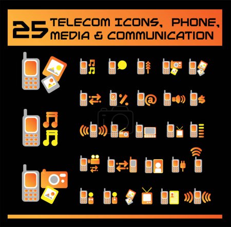 Ilustración de Conjunto de 2 5 iconos para la comunicación - Imagen libre de derechos