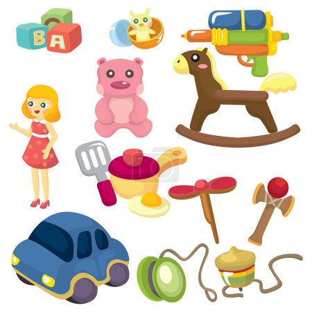 Ilustración de Conjunto de juguetes y animales - Imagen libre de derechos