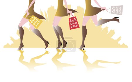 Illustration for Women with shopping bags - Royalty Free Image
