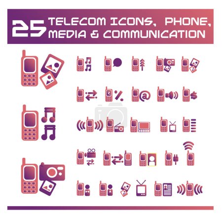 Téléchargez les illustrations : Jeu d'icônes de communication illustration vectorielle - en licence libre de droit
