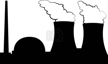 Ilustración de Silueta vectorial de una fábrica con humo. - Imagen libre de derechos